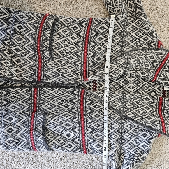 Aspen wool blend chunky open sweater long line size Xsmall gray red and white - Picture 8 of 8